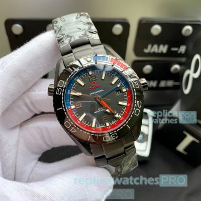 Best Copy Omega Seamaster Planet Ocean GMT Black Case Watch